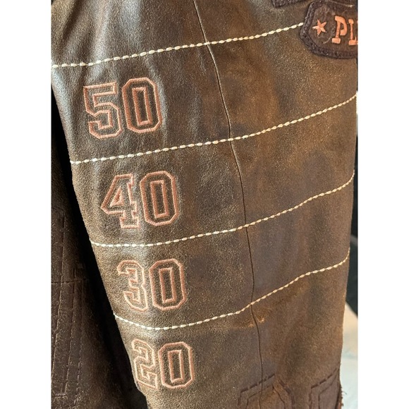 Vintage Leather Super Bowl All Stars Jacket XL NY skyline Fox Football Bare Fox - Picture 7 of 12